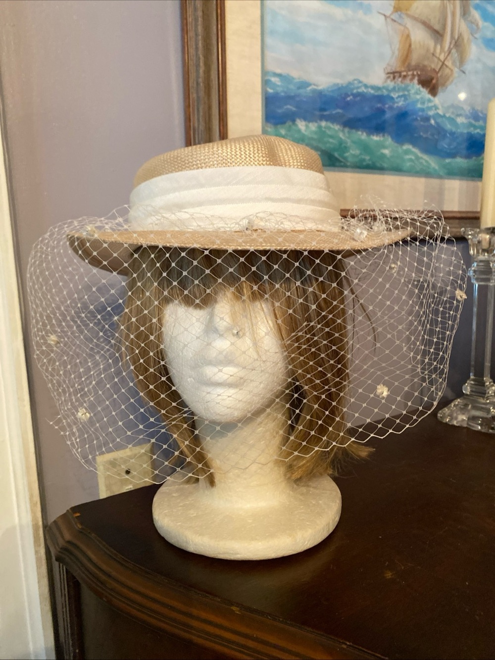 V! Whittall & Shon Vintage Retro 40s 50s Church style Hat with bow pre-owned in
